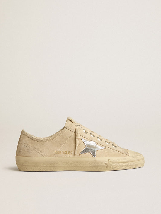 Women’s V-Star in pearl suede with silver metallic leather star - Golden Goose Women