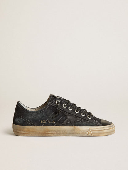 V-Star in midnight-blue denim with black leather star and toe - Golden Goose Women