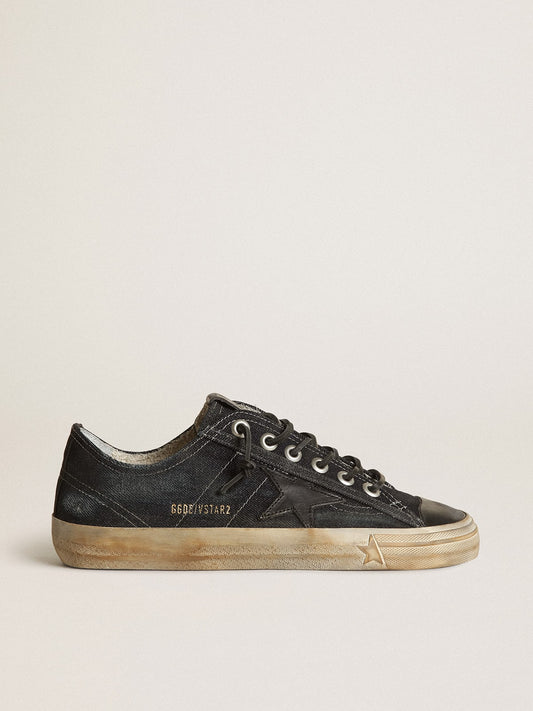 V-Star in midnight-blue denim with black leather star and toe - Golden Goose Women