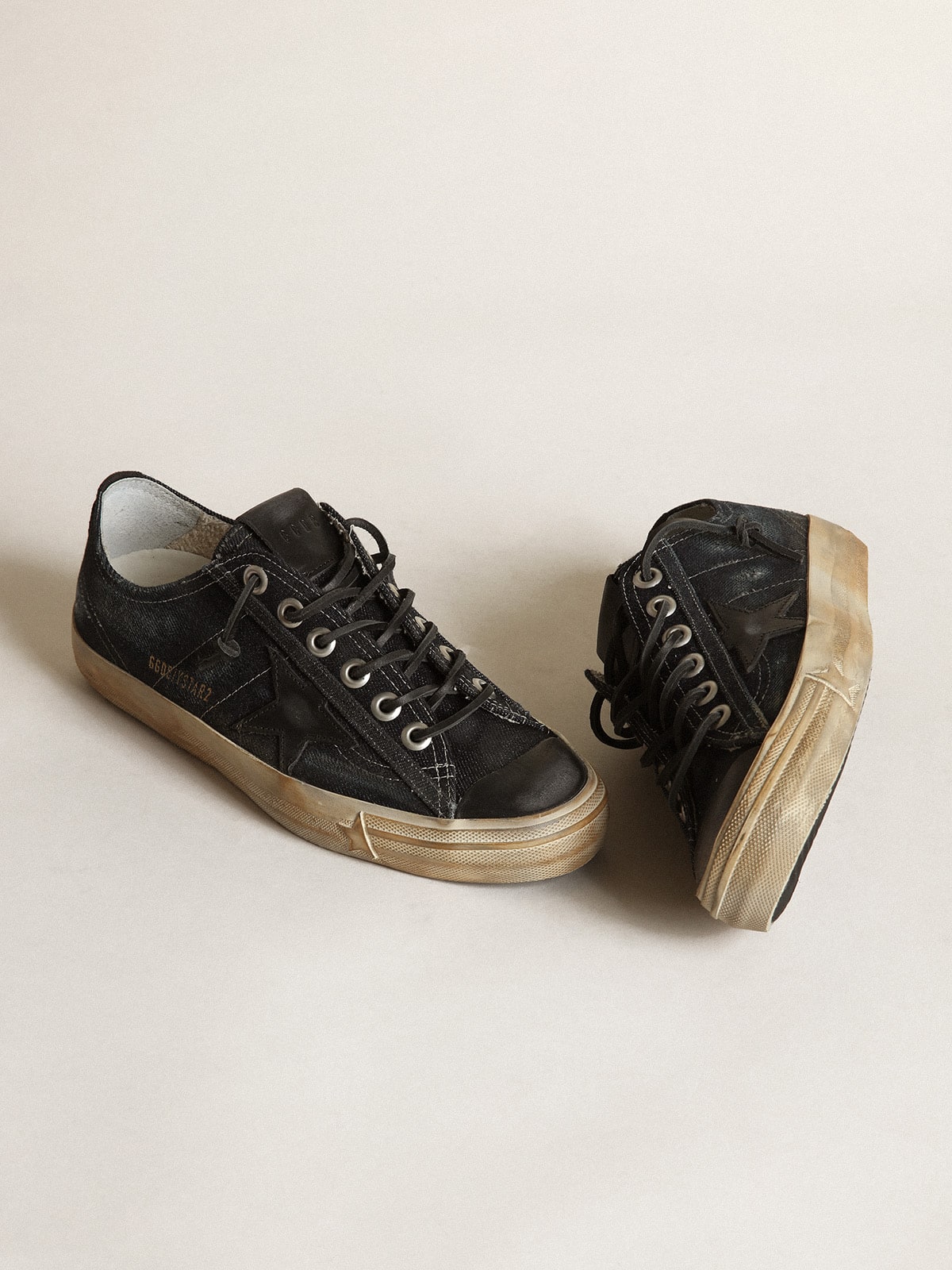 V-Star in midnight-blue denim with black leather star and toe - Golden Goose Women