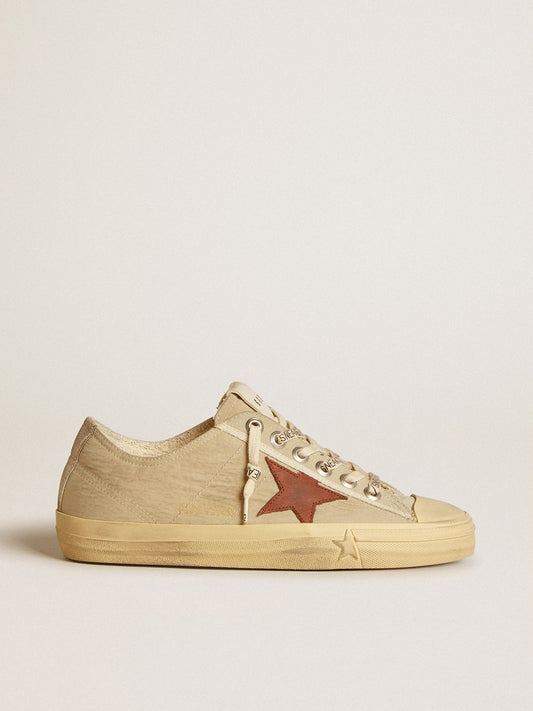 V-Star in quartz-colored nylon with brick-red nubuck star - Golden Goose Women