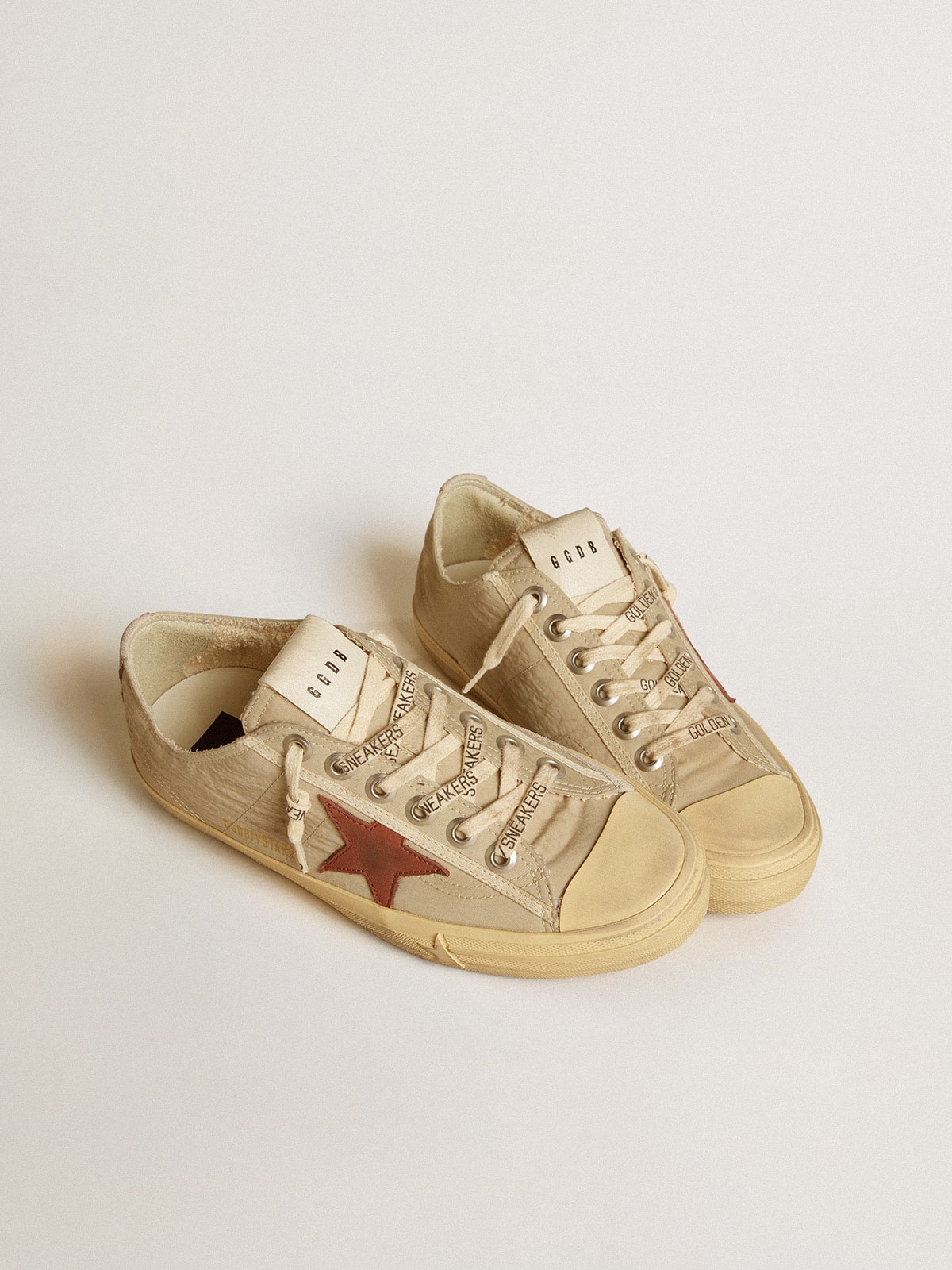 V-Star in quartz-colored nylon with brick-red nubuck star - Golden Goose Women