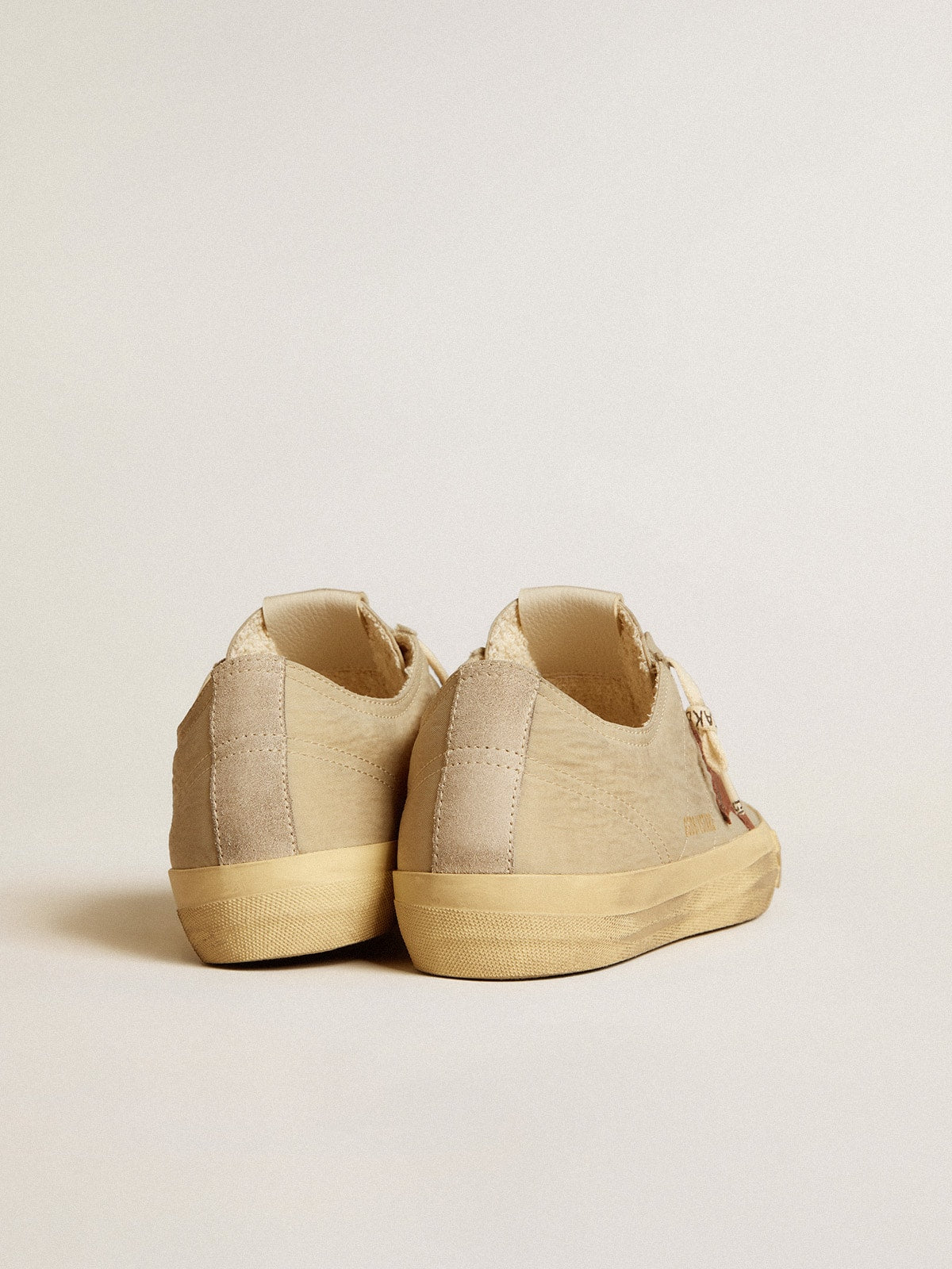 V-Star in quartz-colored nylon with brick-red nubuck star - Golden Goose Women