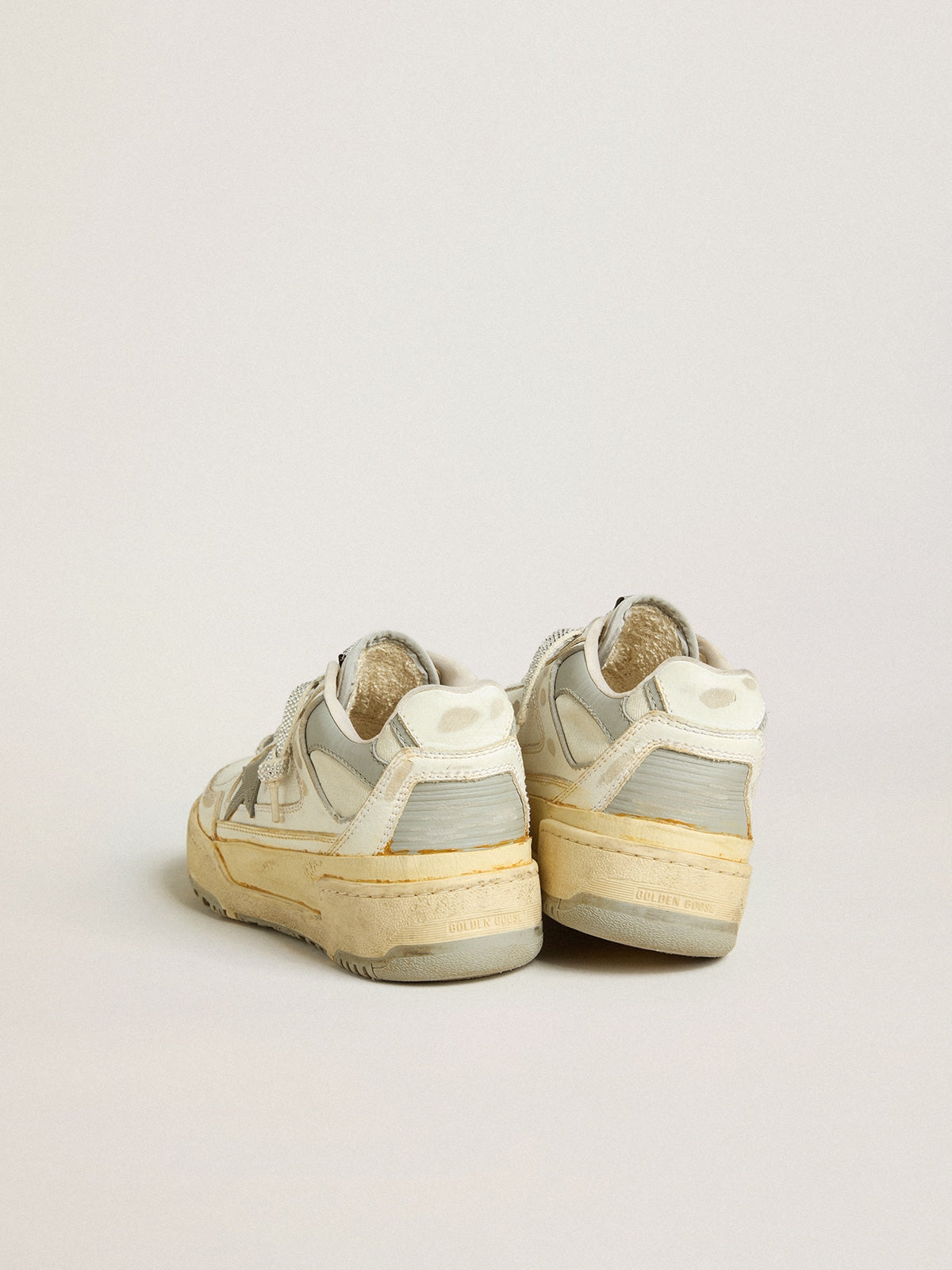 Women’s Forty2 in white leather with laces with Swarovski crystals and gray TPU star - Golden Goose Women