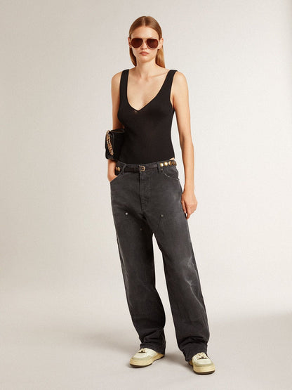 Women’s Forty2 with black star and black leather heel tab - Golden Goose Women