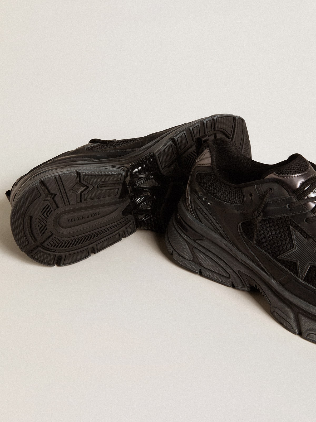 Women’s Lightstar with black leather and mesh upper and black star - Golden Goose Women