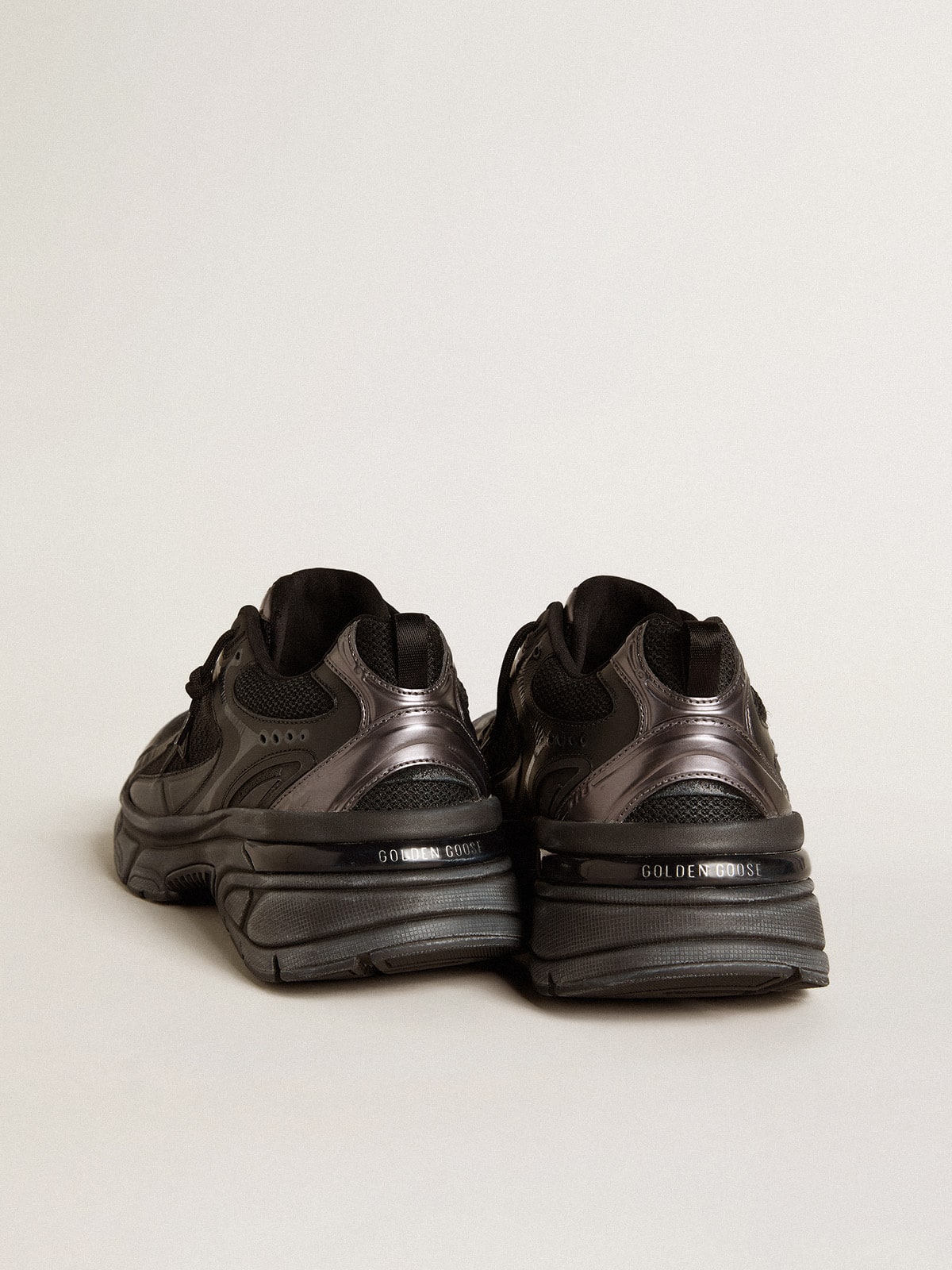 Women’s Lightstar with black leather and mesh upper and black star - Golden Goose Women