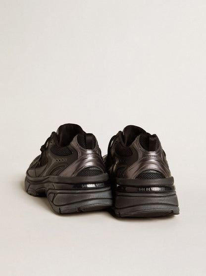 Women’s Lightstar with black leather and mesh upper and black star - Golden Goose Women