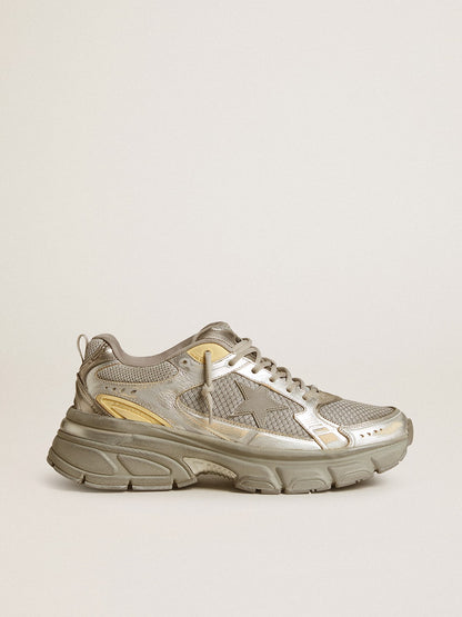 Women’s Lightstar in metallic leather and silver mesh with gray star - Golden Goose Women