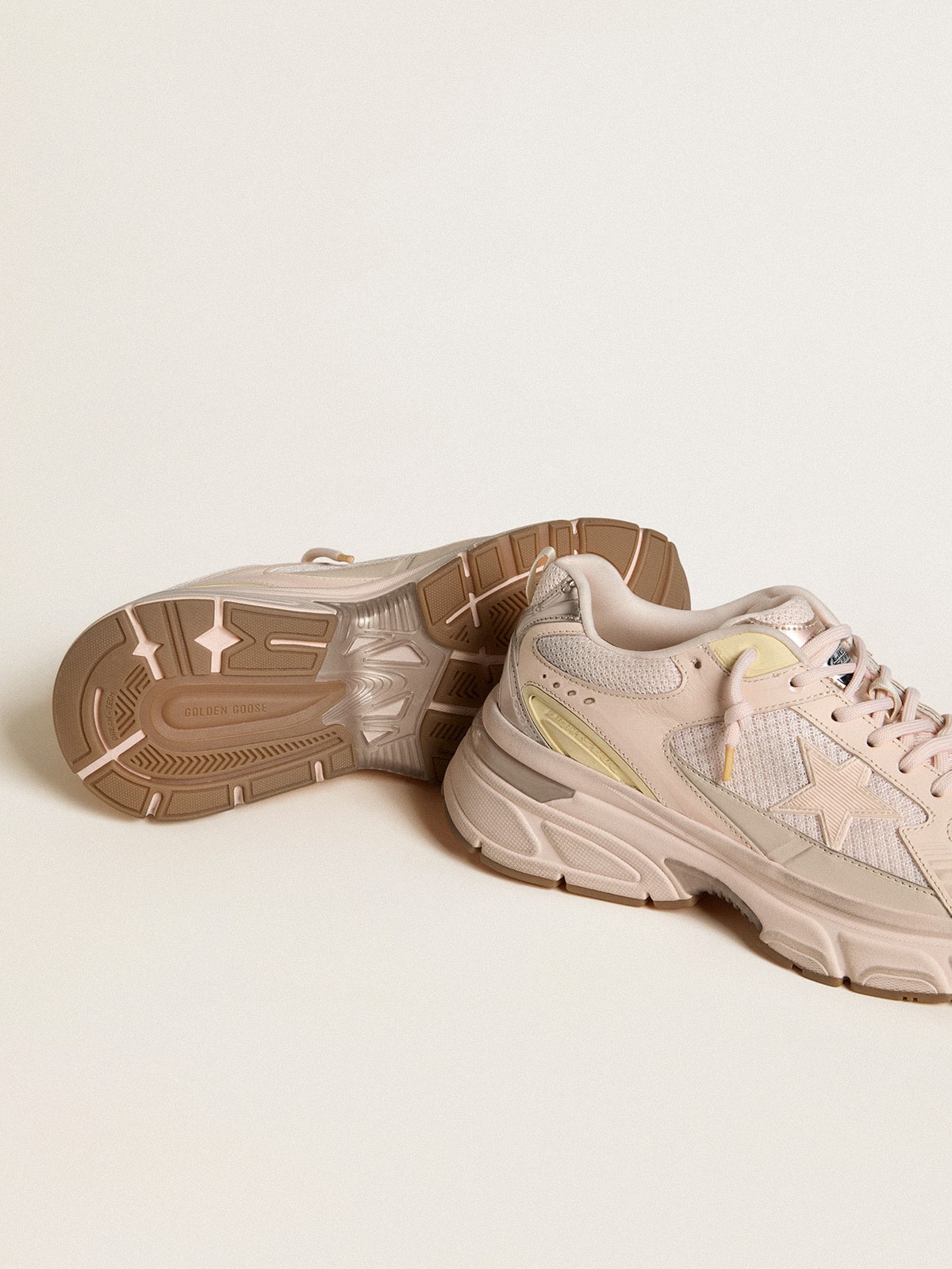 Women’s Lightstar with pink leather and mesh upper and pink star - Golden Goose Women