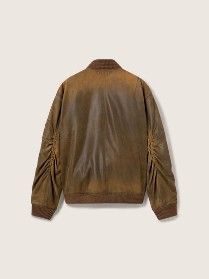 Brown leather biker jacket with a lived-in effect - Golden Goose Women|Men