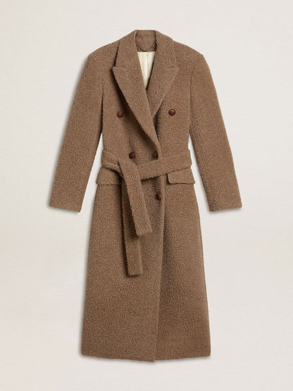 Women's double-breasted coat in a beige wool blend - Golden Goose Women