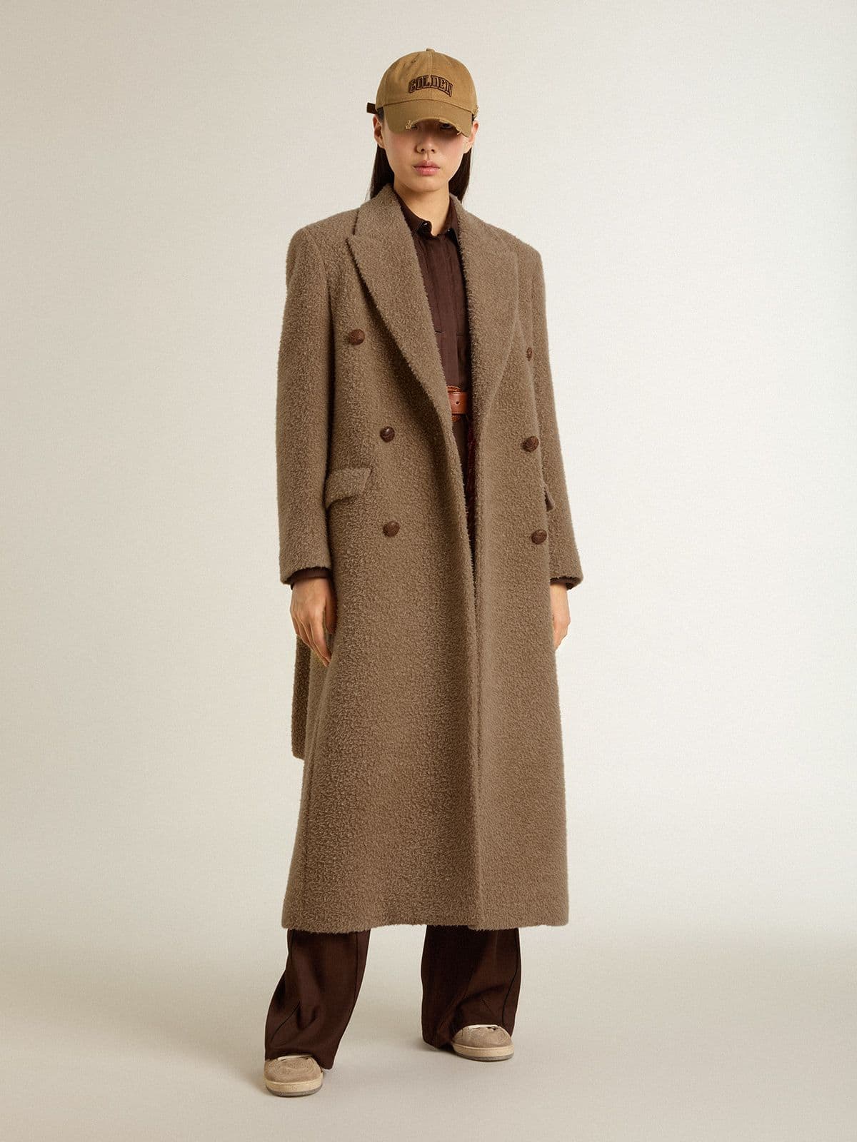 Women's double-breasted coat in a beige wool blend - Golden Goose Women