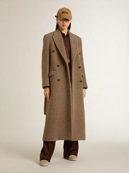 Women's double-breasted coat in a beige wool blend - Golden Goose Women