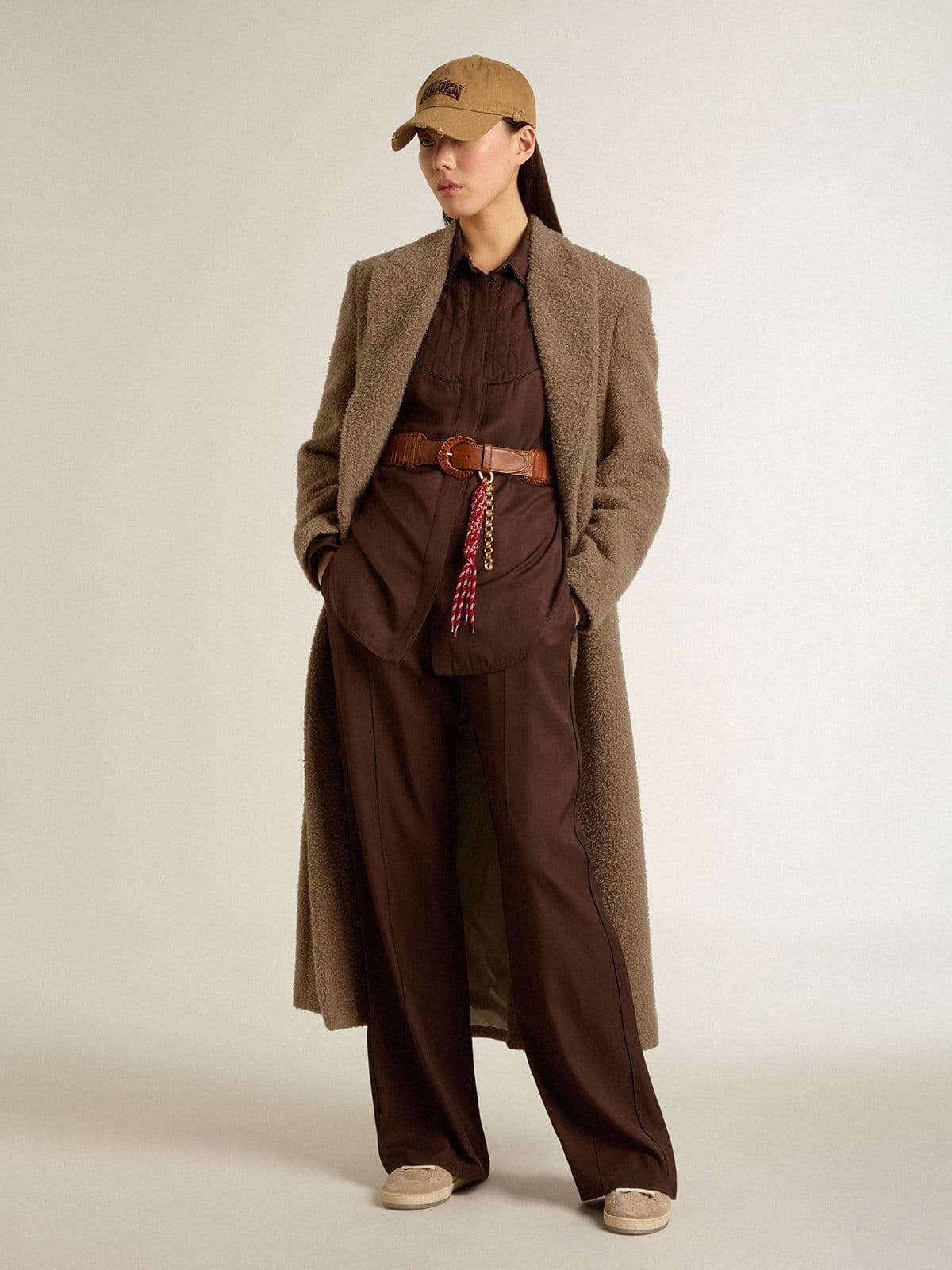 Women's double-breasted coat in a beige wool blend - Golden Goose Women