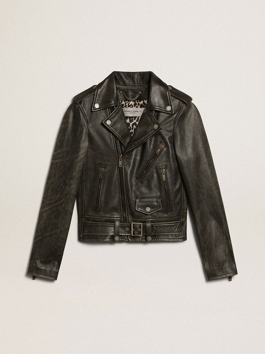 Women’s black leather biker jacket | Golden Goose - Golden Goose Women