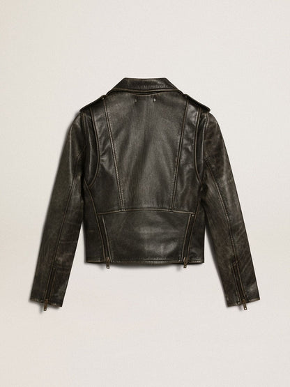 Women’s black leather biker jacket | Golden Goose - Golden Goose Women