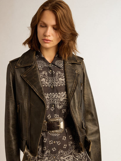 Women’s black leather biker jacket | Golden Goose - Golden Goose Women
