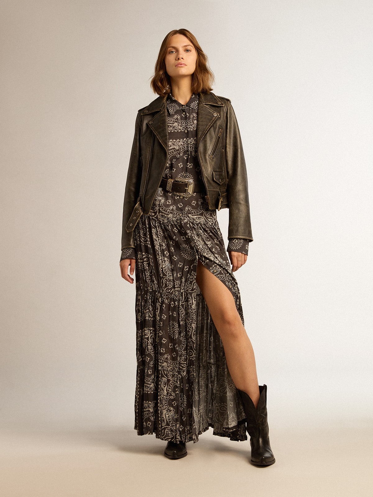 Women’s black leather biker jacket | Golden Goose - Golden Goose Women