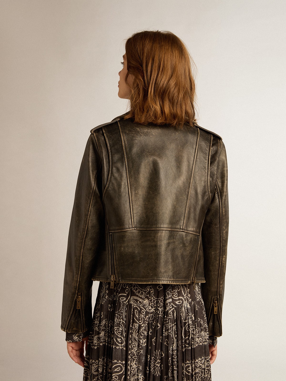 Women’s black leather biker jacket | Golden Goose - Golden Goose Women