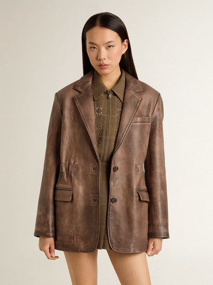 Women's brown leather jacket - Golden Goose Women