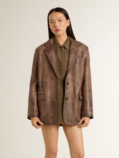 Women's brown leather jacket - Golden Goose Women