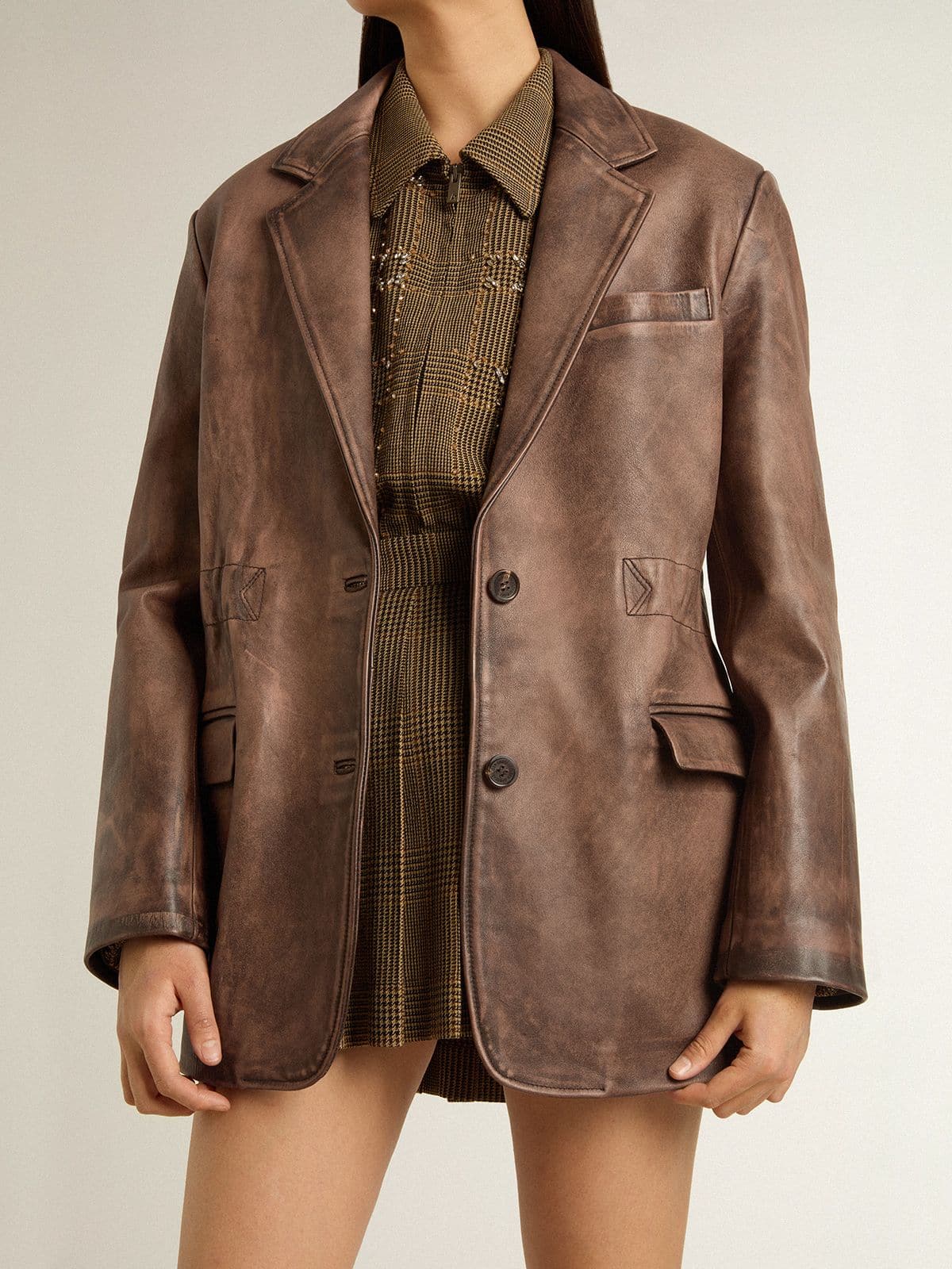 Women's brown leather jacket - Golden Goose Women