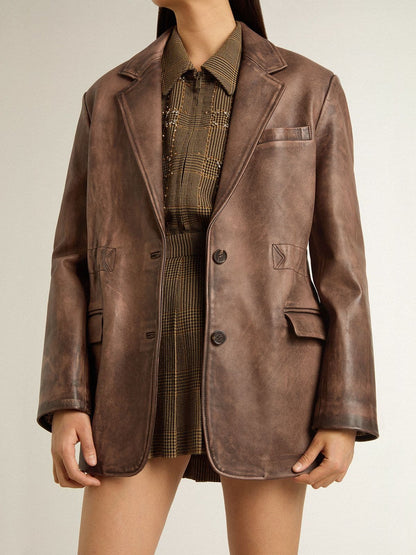Women's brown leather jacket - Golden Goose Women