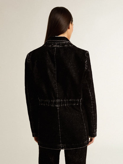 Women's black denim jacket with a velvet effect - Golden Goose Women