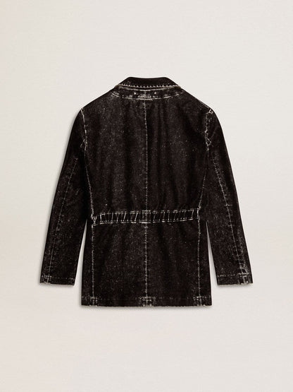 Women's black denim jacket with a velvet effect - Golden Goose Women