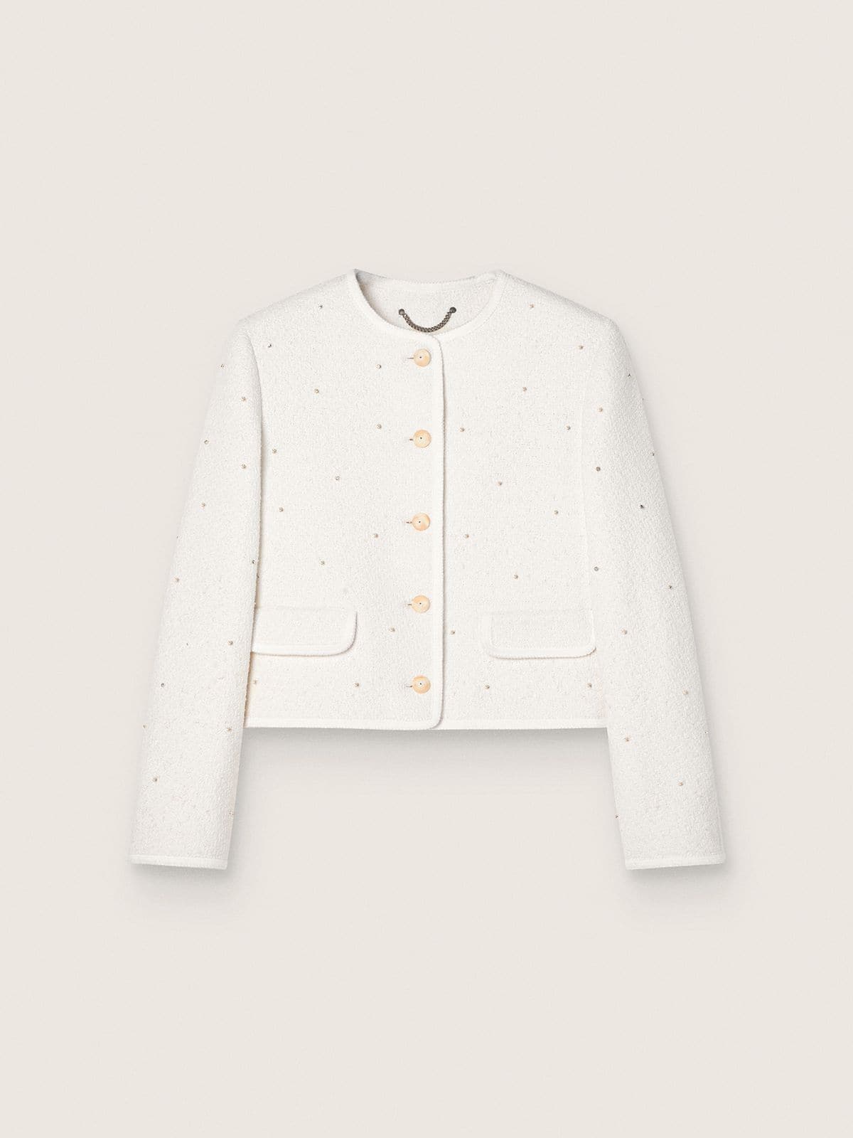 Women’s boxy jacket in bouclé cotton with all-over beads - Golden Goose Women
