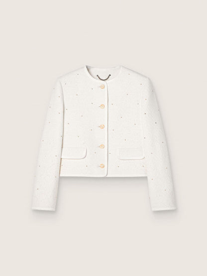 Women’s boxy jacket in bouclé cotton with all-over beads - Golden Goose Women