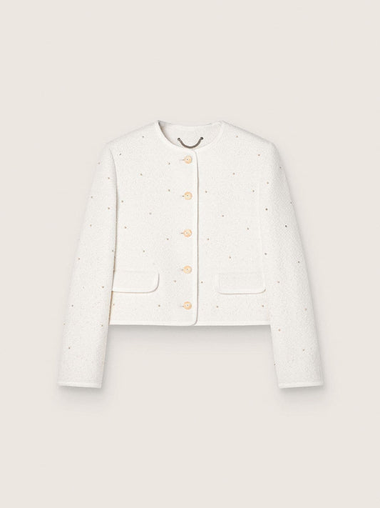 Women’s boxy jacket in bouclé cotton with all-over beads - Golden Goose Women