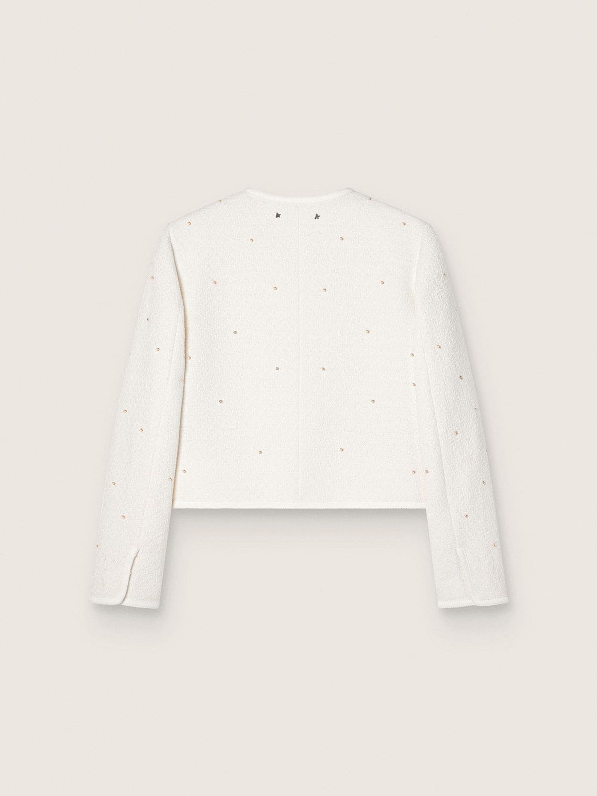 Women’s boxy jacket in bouclé cotton with all-over beads - Golden Goose Women