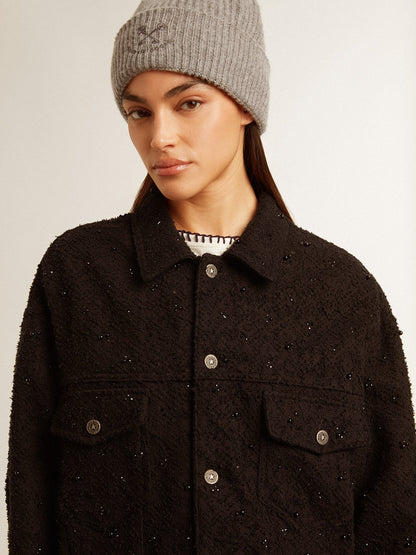 Women’s black denim jacket with embroidery - Golden Goose Women