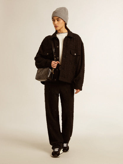 Women’s black denim jacket with embroidery - Golden Goose Women
