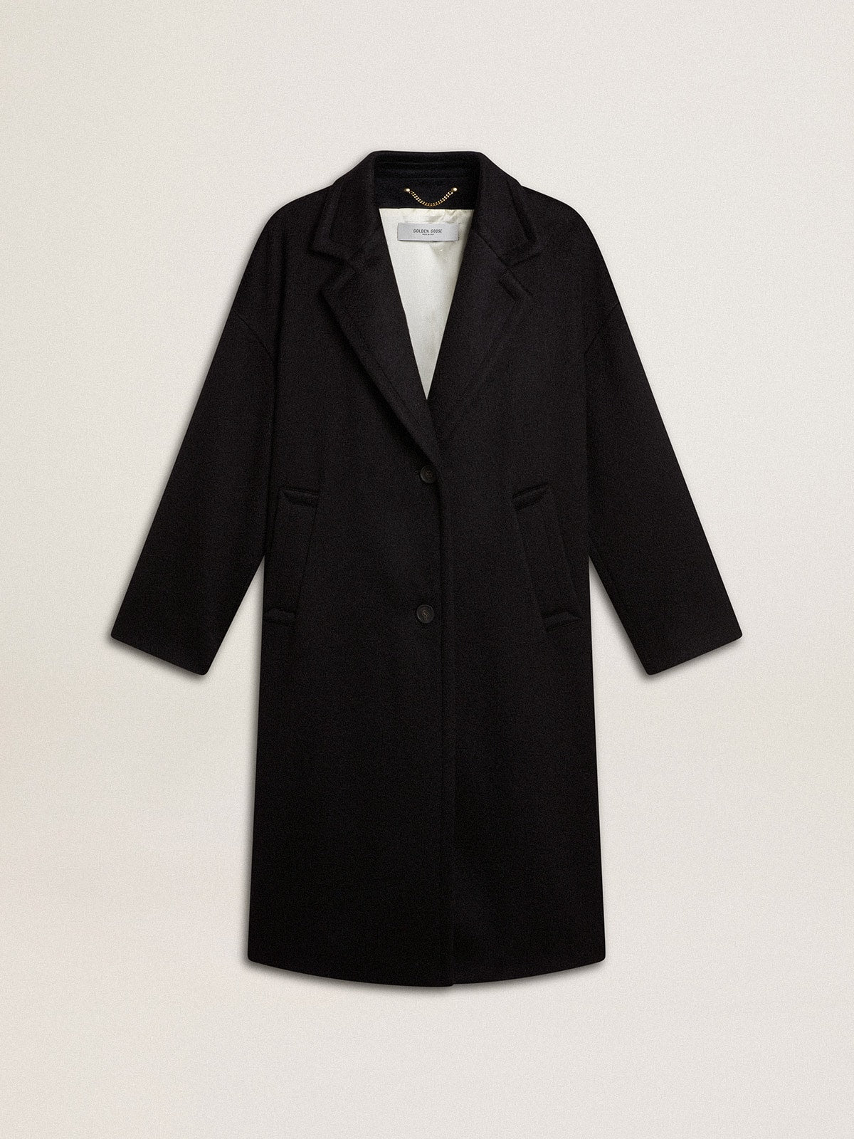 Women's single-breasted black cocoon coat - Golden Goose Women