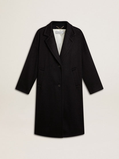 Women's single-breasted black cocoon coat - Golden Goose Women