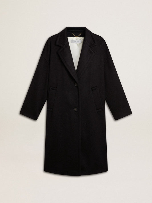 Women's single-breasted black cocoon coat - Golden Goose Women