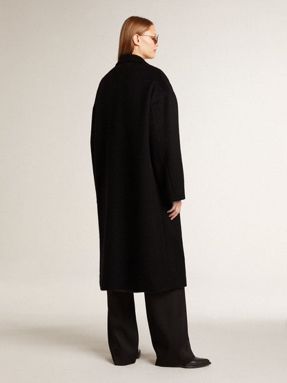Women's single-breasted black cocoon coat - Golden Goose Women