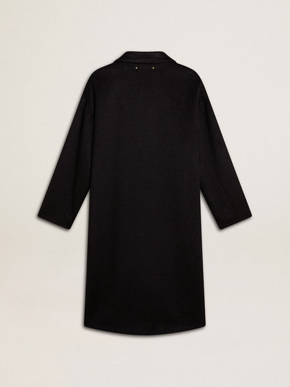 Women's single-breasted black cocoon coat - Golden Goose Women