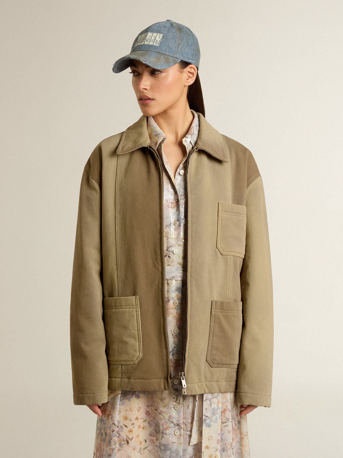 Unisex padded jacket in shades of khaki - Golden Goose Women|Men