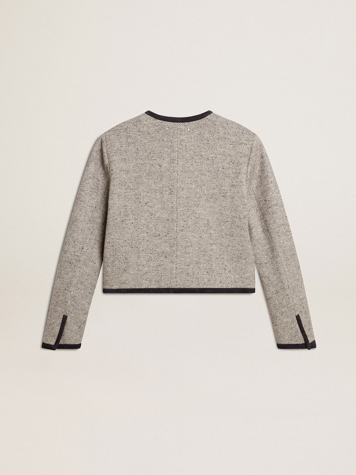 Women's grey wool and silk jacket with black suede trim - Golden Goose Women
