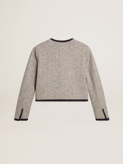 Women's grey wool and silk jacket with black suede trim - Golden Goose Women