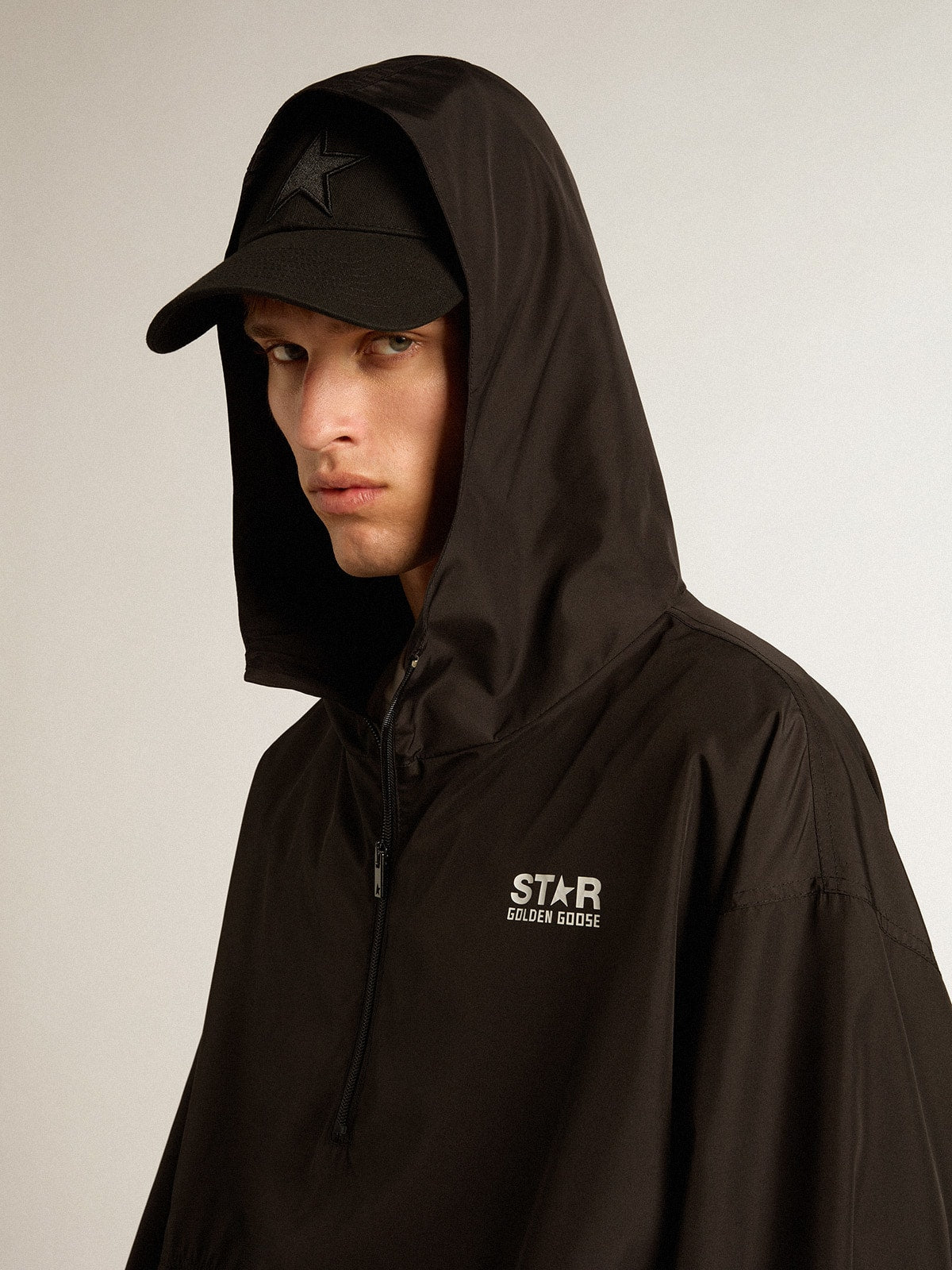 Black windbreaker with hood - Golden Goose Women|Men