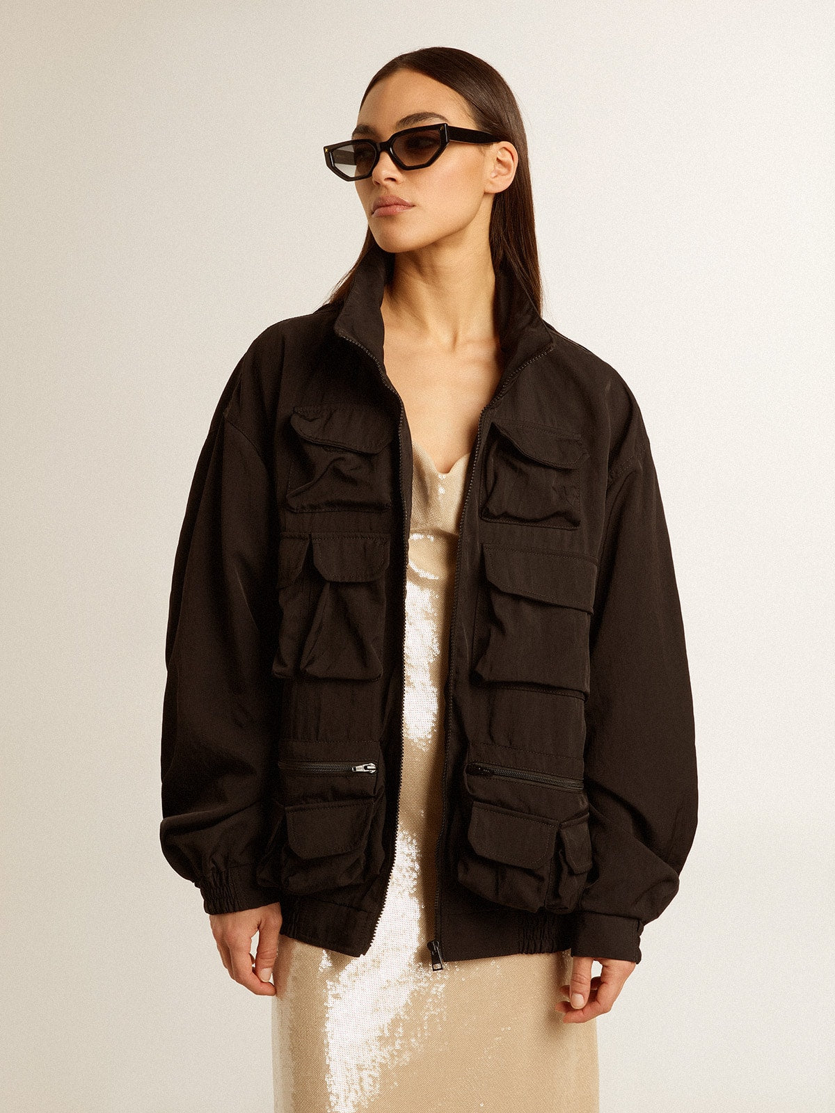 Black multi-pocket windcheater - Golden Goose Women|Men