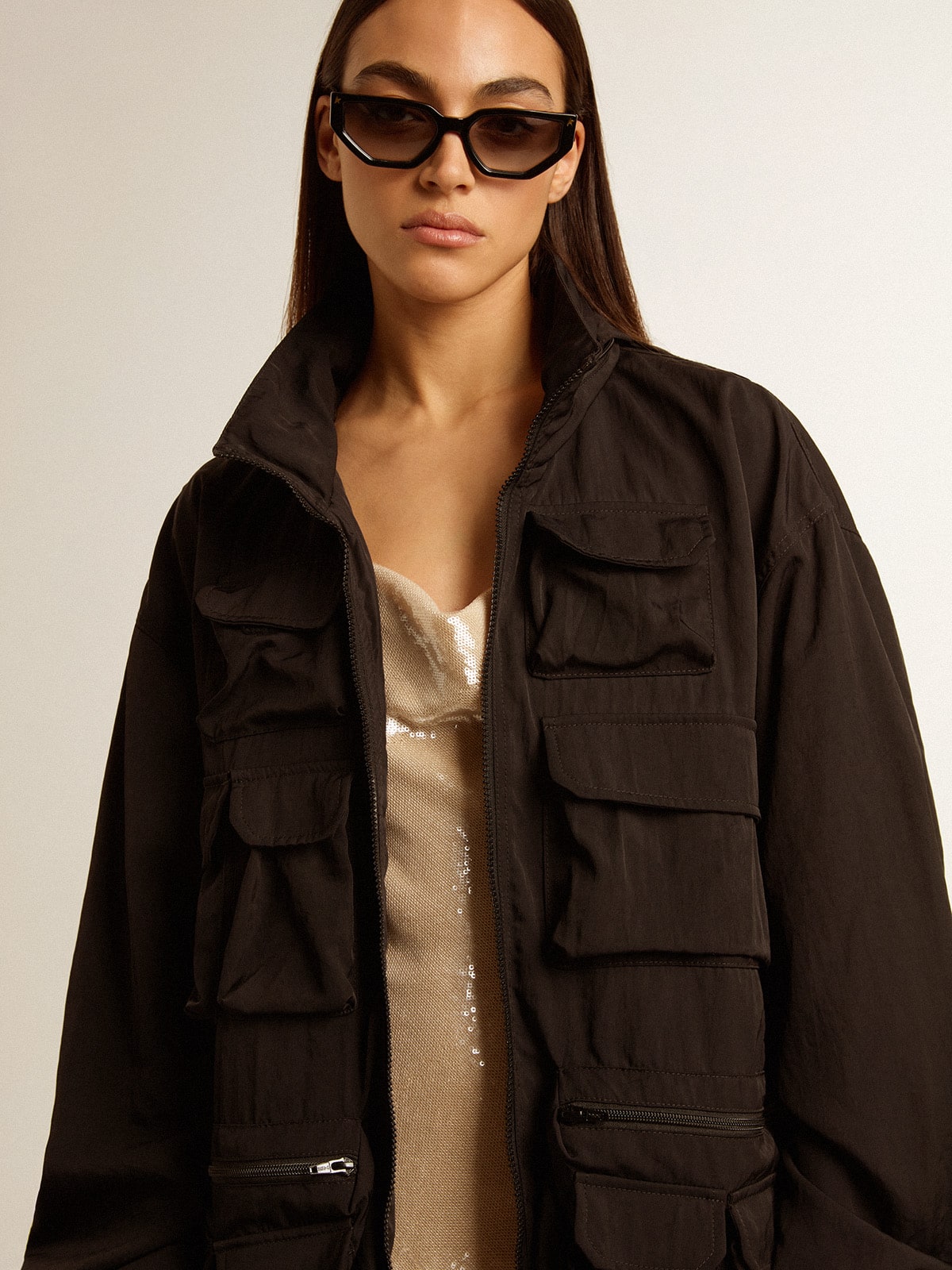 Black multi-pocket windcheater - Golden Goose Women|Men