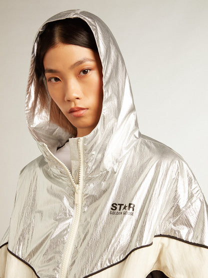 Women's windcheater in silver and black technical fabric - Golden Goose Women