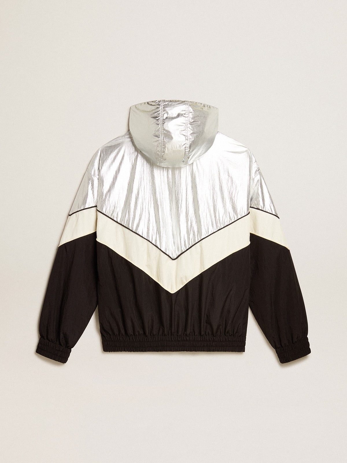 Women's windcheater in silver and black technical fabric - Golden Goose Women
