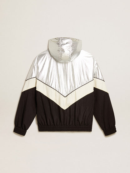 Women's windcheater in silver and black technical fabric - Golden Goose Women